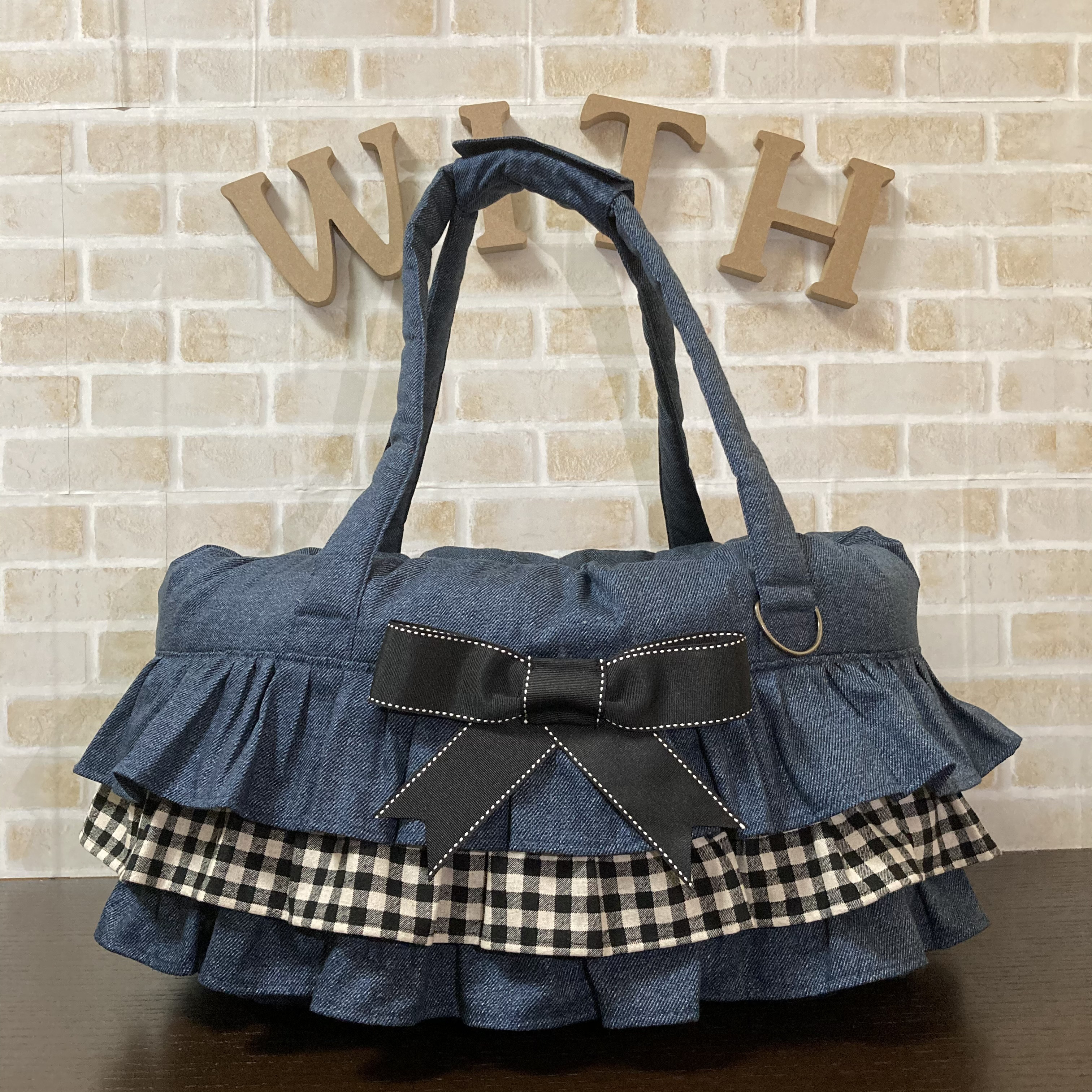 【受注生産】犬　ペット　3way バッグ（ベッド+ドライブベッド+キャリーバッグ） 《3段フリル》 10,440円