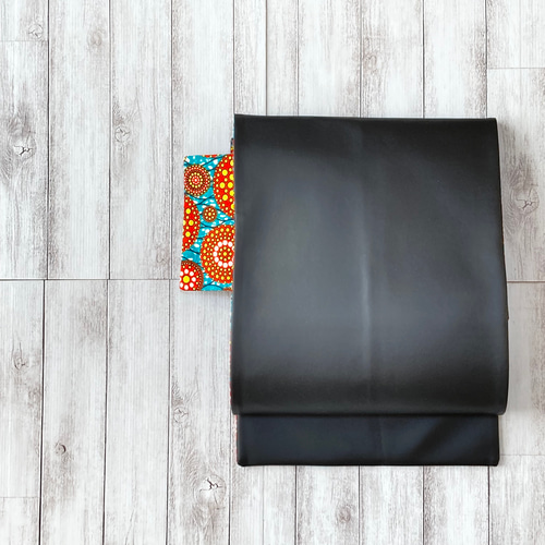 新商品＊名古屋帯 レザー×アフリカンバティック【合皮レザー