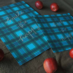 「 tokimeki tartan check（ ブルー × ダークグリーン ）」20cm角ポスター 5枚目の画像