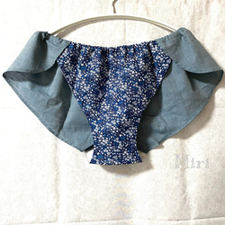 ゆったり立体パンツ　紺×小花　ふんどしパンツ　リラックスショーツ 1枚目の画像