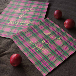 「 tokimeki tartan check（ ピンク × グリーン ）」A4ポスター 7枚目の画像