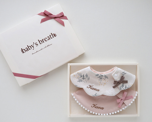 ピンク系「ギフトセットBOX入り」スタイ2枚 スタイ・よだれかけ baby's