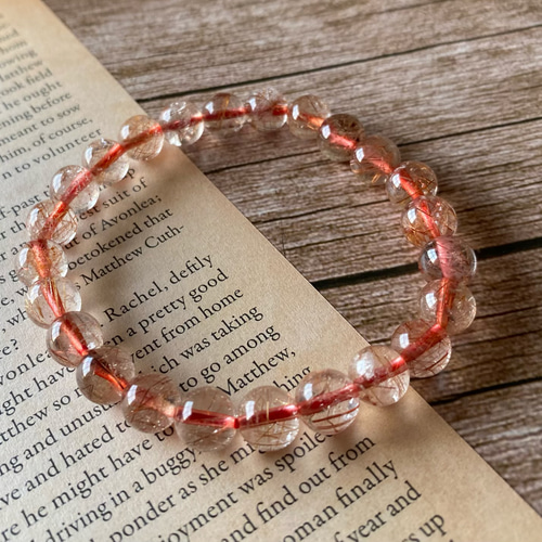 オレンジルチルクォーツ☆天然石☆ルチル☆ブレスレット☆ブレスレット  