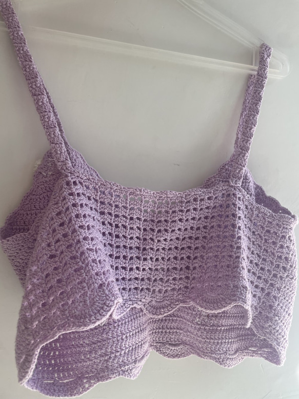 夏日鉤針小吊帶 紫色雛菊花背心 蕾絲線手工編織吊帶 顏色尺寸可定制 第6張的照片