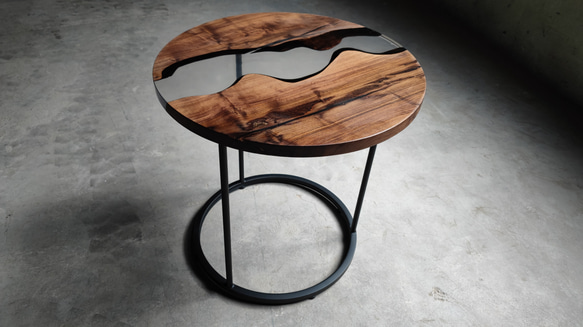 年末特別セール！レジンテーブル/プレミアムグレー/サークル