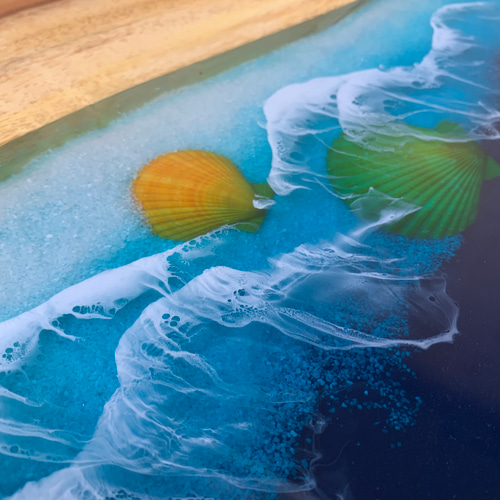 最終値下げレジンテーブル　青クリア 最終値下げレジンテーブル 青クリア