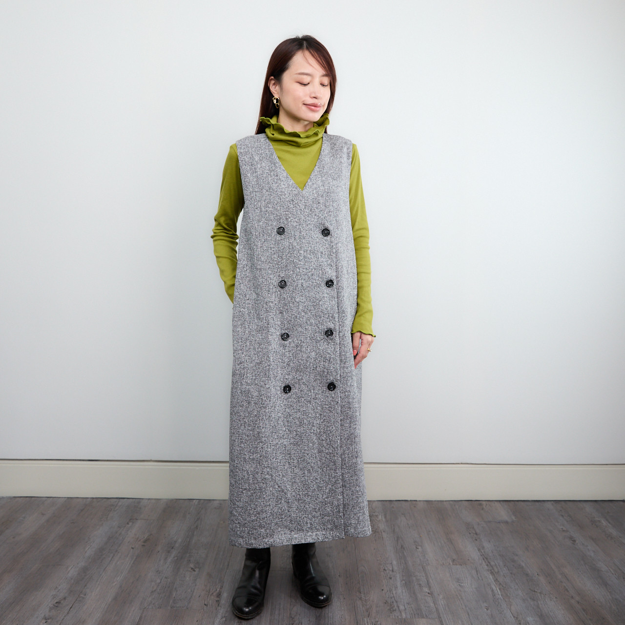 SALE！！】ロングジレ レイヤードスタイル ツイード風