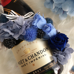 結婚祝い 花のシャンパン フラワーシャンパン.プリザーブドフラワーモエハーフ ワンランク上のお祝い 結婚祝 母の日 14枚目の画像