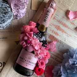 結婚祝い 花のシャンパン フラワーシャンパン.プリザーブドフラワーモエハーフ ワンランク上のお祝い 結婚祝 母の日 9枚目の画像