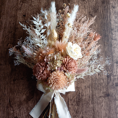 再販7』癒しのくすみピンクとホワイトのボリュームスワッグ