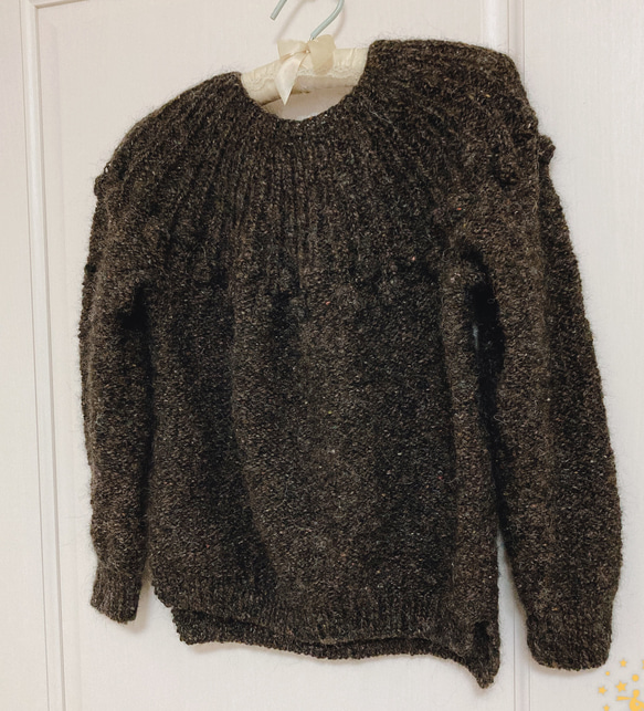 【冬物一掃半額セール】ツイードモヘヤの丸ヨークセーター 1枚目の画像