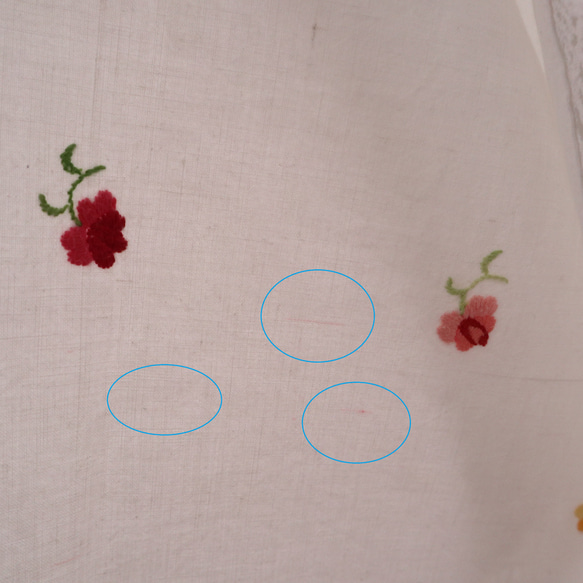 フランスの手仕事/マダムとムッシュのティータイム手刺繍 大判サイズ生地 テーブルクロス (ヴィンテージ) 19枚目の画像