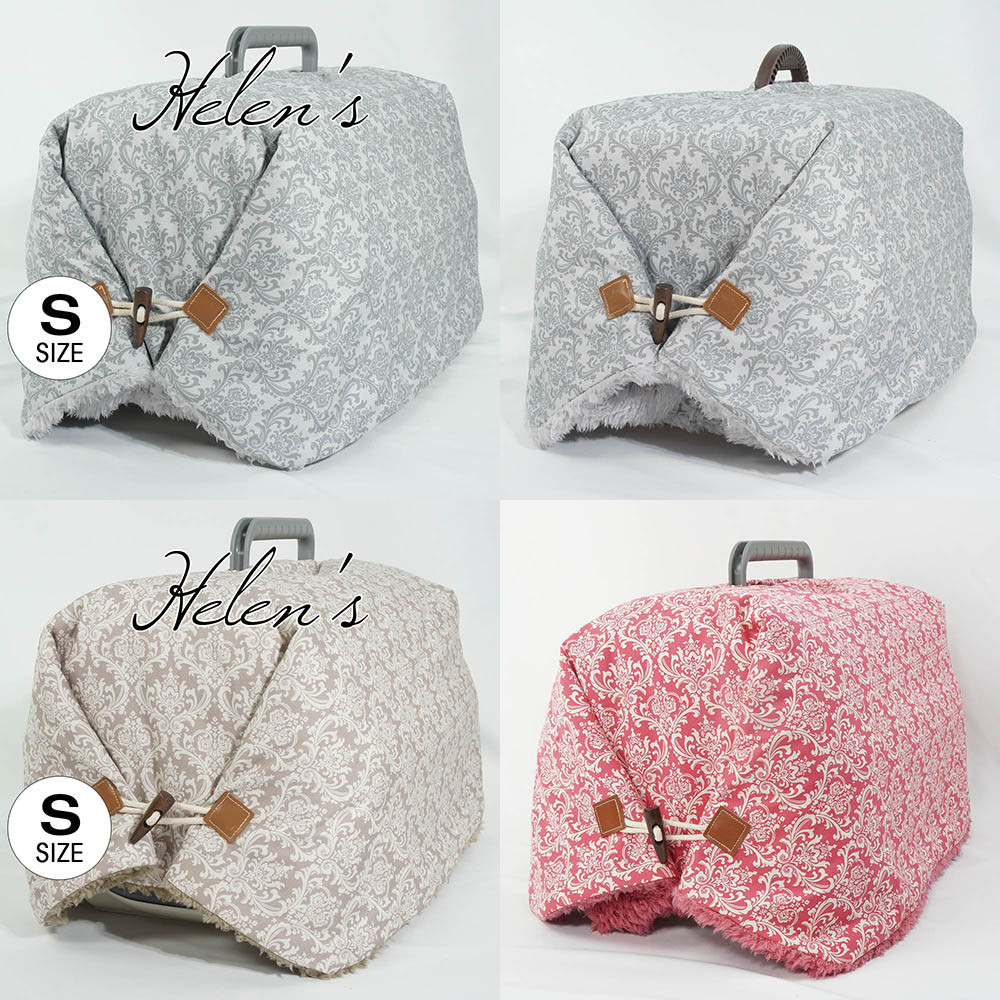 【送料*無料】あったかキャリーカバーブランケットS ダマスク グレー・ベージュ・ピンク＜マルチ幅＞トグルボタン付き