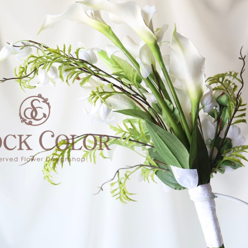 カサブランカとカラーリリィのウェディングブーケ＊アーティフィシャル