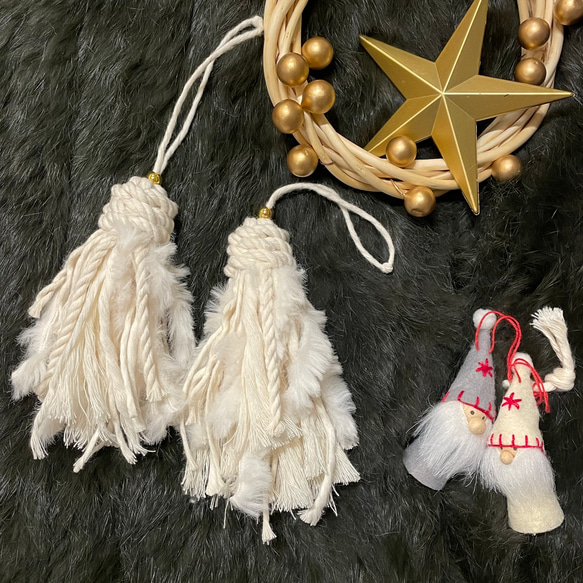 マクラメ　クリスマスオーナメント Xmas ornaments ★タッセル★ 9枚目の画像
