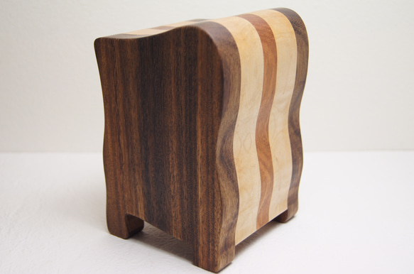 バンドソーボックス＆フォトカードスタンド　木材（モンキーポッド、メープル、花梨） 6枚目の画像