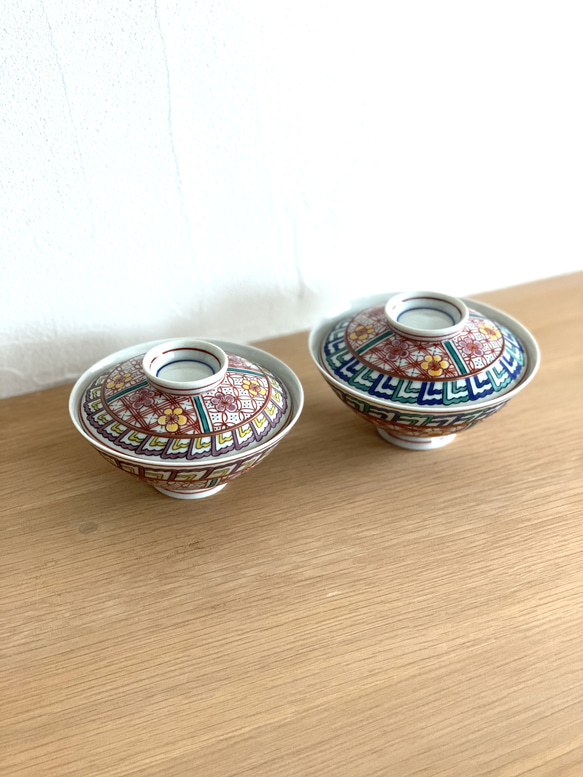 【京焼・清水焼】京都　水野春陽窯　色絵　吉祥文様　夫婦茶碗　茶碗2Pセット（２） 5枚目の画像