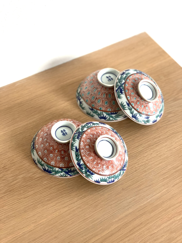 【京焼・清水焼】京都　水野春陽窯　色絵　吉祥文様　夫婦茶碗　茶碗2Pセット（３） 2枚目の画像