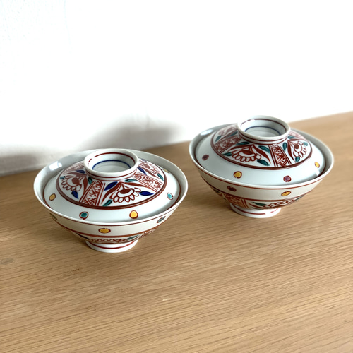 京焼・清水焼】京都 水野春陽窯 色絵 吉祥文様 夫婦茶碗 茶碗2P
