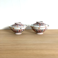 【京焼・清水焼】京都　水野春陽窯　色絵　吉祥文様　夫婦茶碗　茶碗2Pセット（４） 4枚目の画像