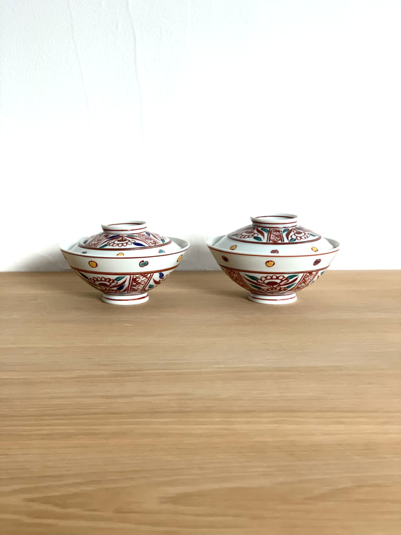 【京焼・清水焼】京都　水野春陽窯　色絵　吉祥文様　夫婦茶碗　茶碗2Pセット（４） 4枚目の画像