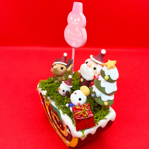 2800円☆ピック変更 クリスマス ロールケーキ 季節飾り 樹脂粘土 粘土