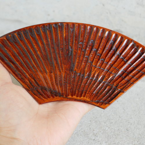 1点限り】香川漆器*扇型の銘々皿5枚セット＊お料理皿やインテリアにも 