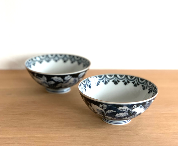 京焼・清水焼】京都 水野春陽窯 染付 じだみ ザクロ 茶碗 飯碗