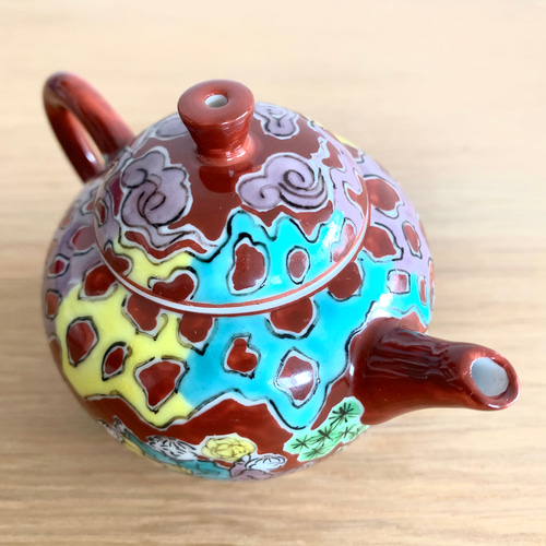 京焼・清水焼】京都 水野春陽窯 色絵 縁起物 カラフル 唐子 急須