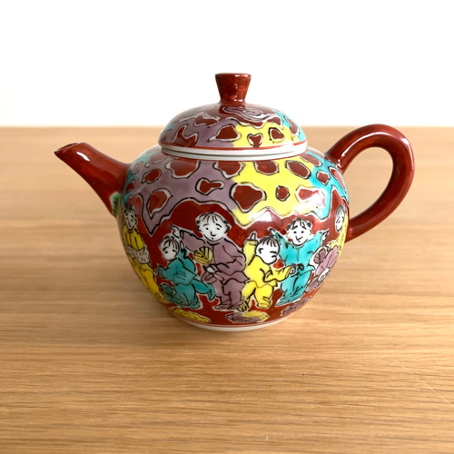 美濃焼京焼清水陶器と越前漆器セット 京焼・清水焼】京都 水野春陽窯 色絵 縁起物 カラフル 唐子 急須
