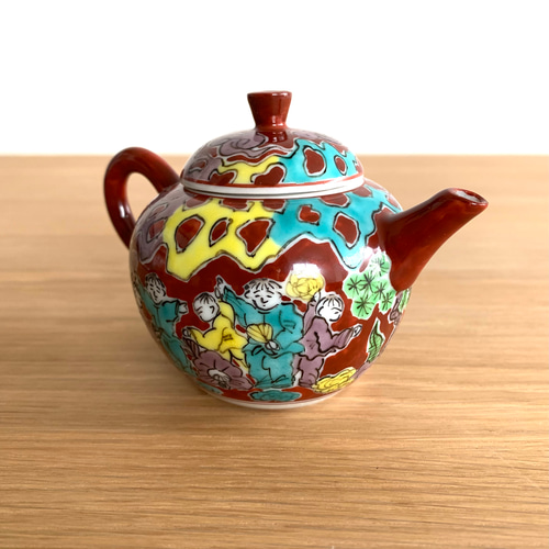 京焼・清水焼】京都 水野春陽窯 色絵 縁起物 カラフル 唐子 急須 煎茶