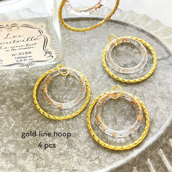 4pcs★charm・ gold line hoop（フープチャーム） 1枚目の画像