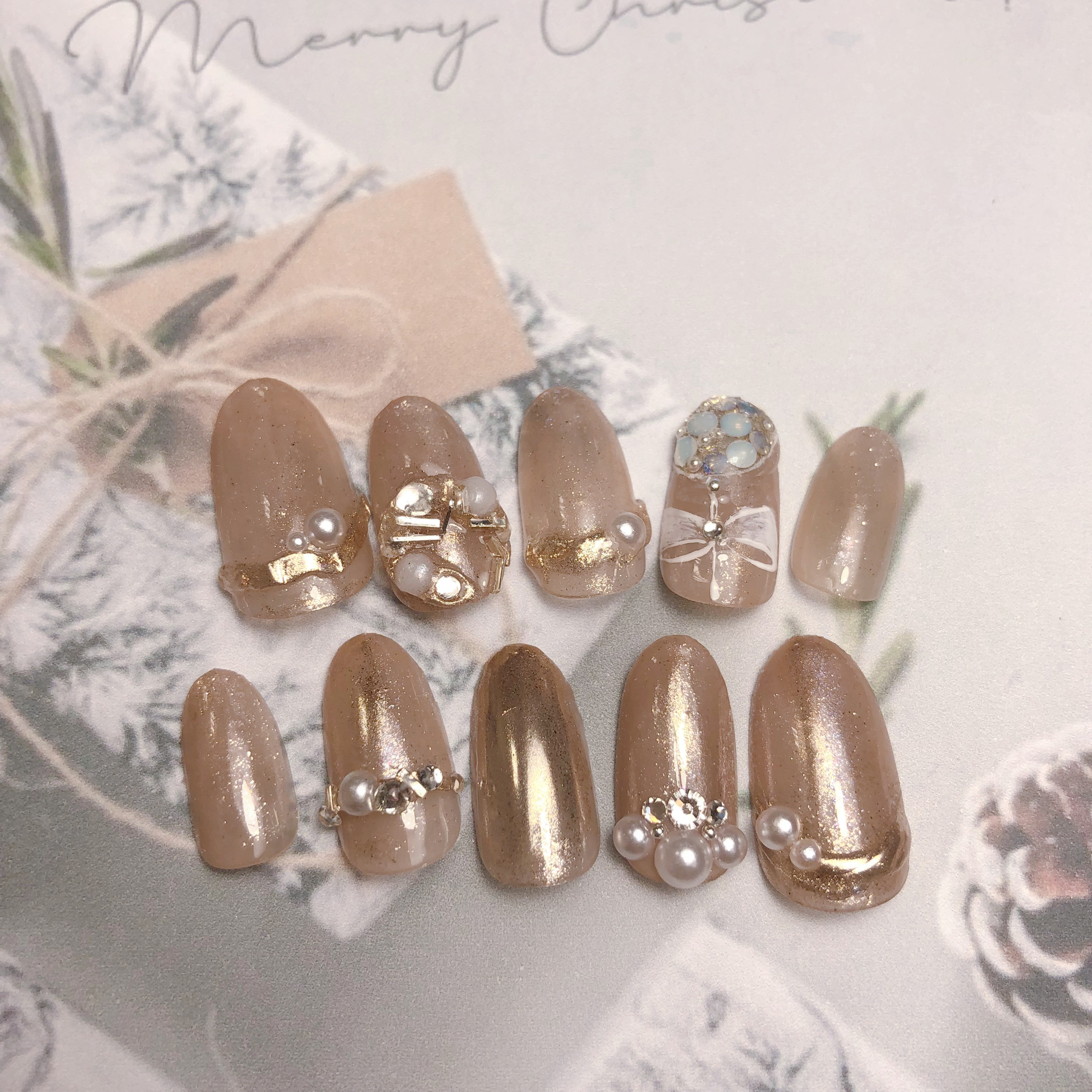 形状記憶ネイルチップ　クリスマスネイル　ネイルチップ