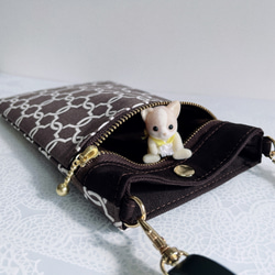 スマホショルダー/チェーンモロッカン柄×ダークブラウン/ポシェット ポーチ/ショルダーストラップ 長さ調整可◎/ギフト 7枚目の画像