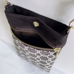 スマホショルダー/チェーンモロッカン柄×ダークブラウン/ポシェット ポーチ/ショルダーストラップ 長さ調整可◎/ギフト 6枚目の画像