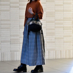 リボン巾着のファーバッグ（バイカラー・受注制作） 2枚目の画像