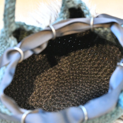 リボン巾着のファーバッグ（バイカラー・受注制作） 4枚目の画像