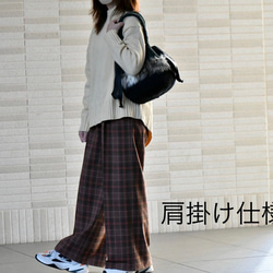 リボン巾着のファーバッグ（バイカラー・受注制作） 6枚目の画像