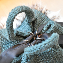 リボン巾着のファーバッグ（バイカラー・受注制作） 3枚目の画像