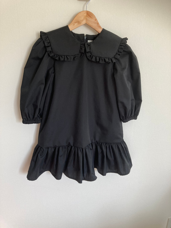 フリル襟付きワンピース　子供服　(100,110,120) ふんわり袖 4枚目の画像