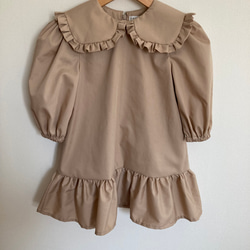 フリル襟付きワンピース　子供服　(100,110,120) ふんわり袖 2枚目の画像