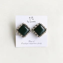 Square stitch pierce/earring(Green) 1枚目の画像