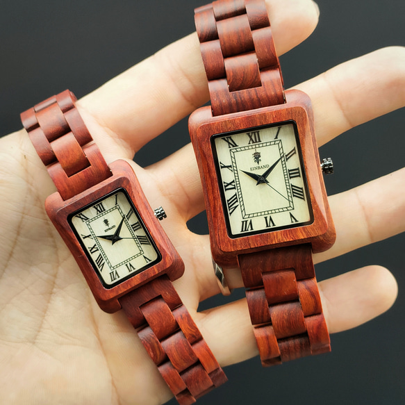 【木製腕時計】EINBAND Licht 四角 木の時計 オシャレ アンティーク ウッド ウォッチ【36×26mm】 8枚目の画像
