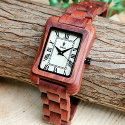 【木製腕時計】EINBAND Licht 四角 木の時計 オシャレ アンティーク ウッド ウォッチ【36×26mm】 1枚目の画像