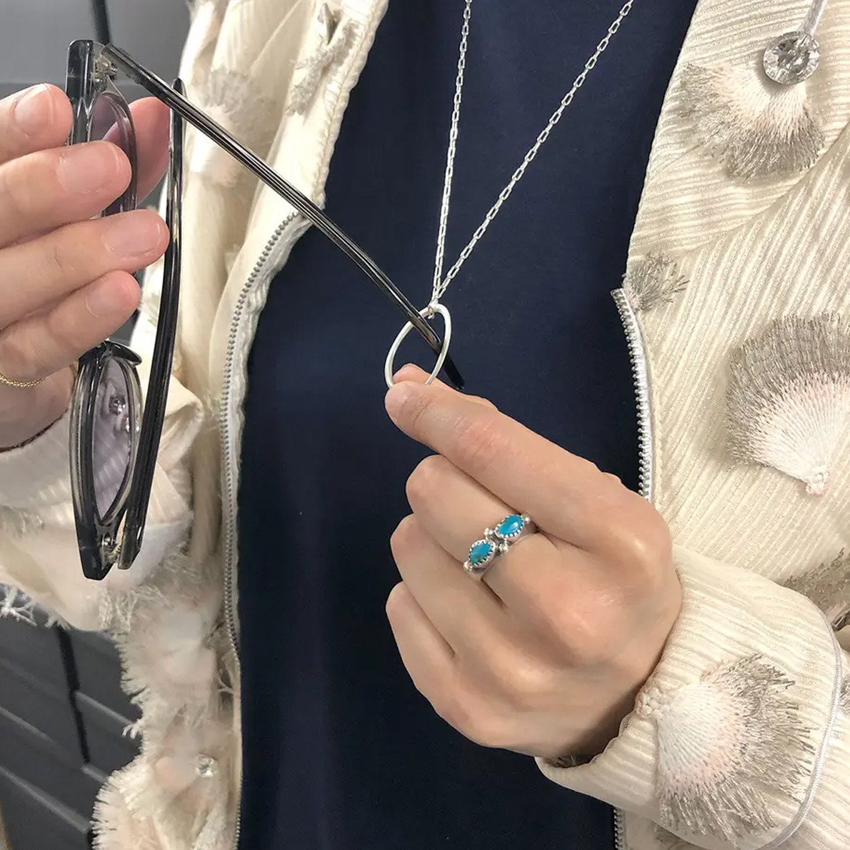 グラスホルダー&ネックレス「kakeru」アズキチェーン/ 50cm / シルバー925