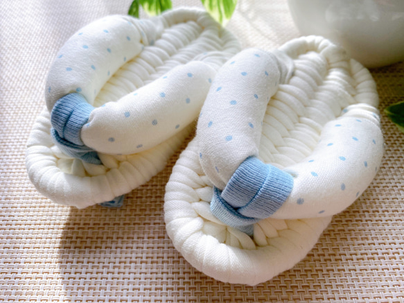 ベビー布ぞうり⭐︎ホワイトドット12㎝(一歳誕生日・餅踏みわらじ) 靴  