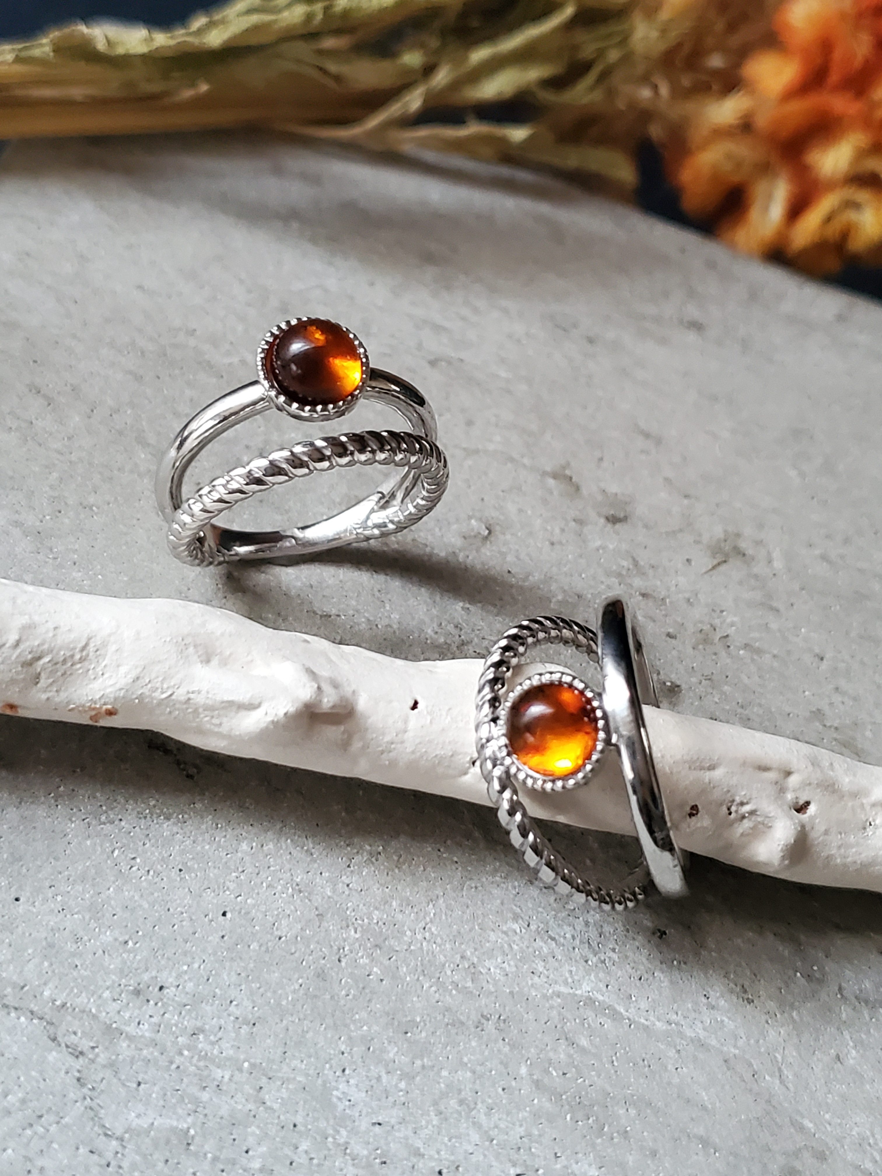 高い品質 リング　指輪　ポーランド 【H719】琥珀　バルチックアンバー　silver アクセサリー