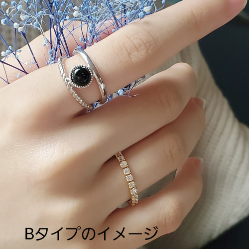 デザインで選べるバルティックアンバー(琥珀)SV925リング2連