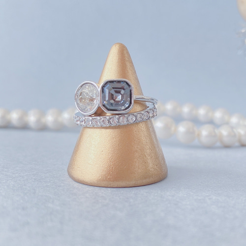 クリスタルガラスのリングセット(シルバー) エタニティリング ハーフ