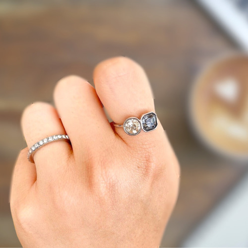 シルバー エタニティリング クリスタル装飾 クリスタルガラスのリングセット(シルバー) エタニティリング ハーフ